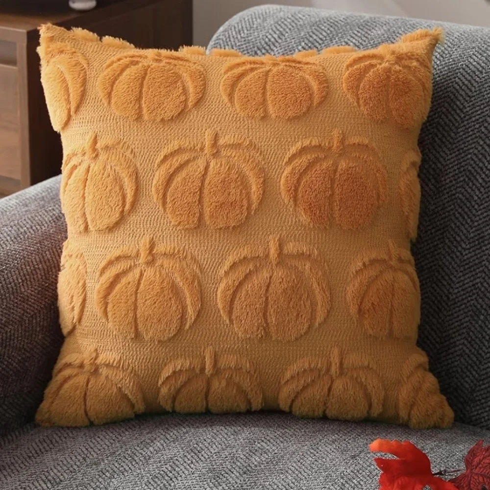 Pumpkin Patterned Orange Accent Pillows